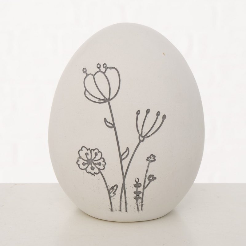 Oeuf "Bloma" en Béton Floral 2 Couleurs au Choix H.14cm – Image 6