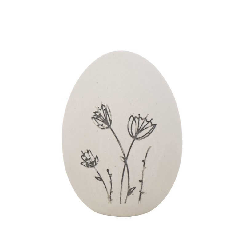 Oeuf "Bloma" en Béton Floral 2 Couleurs au Choix H.8cm – Image 4