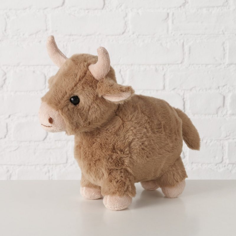 Peluche Poilu Cornu, Highland Cow "Torben" en Polyester Brun, H.22,5cm – Image 4