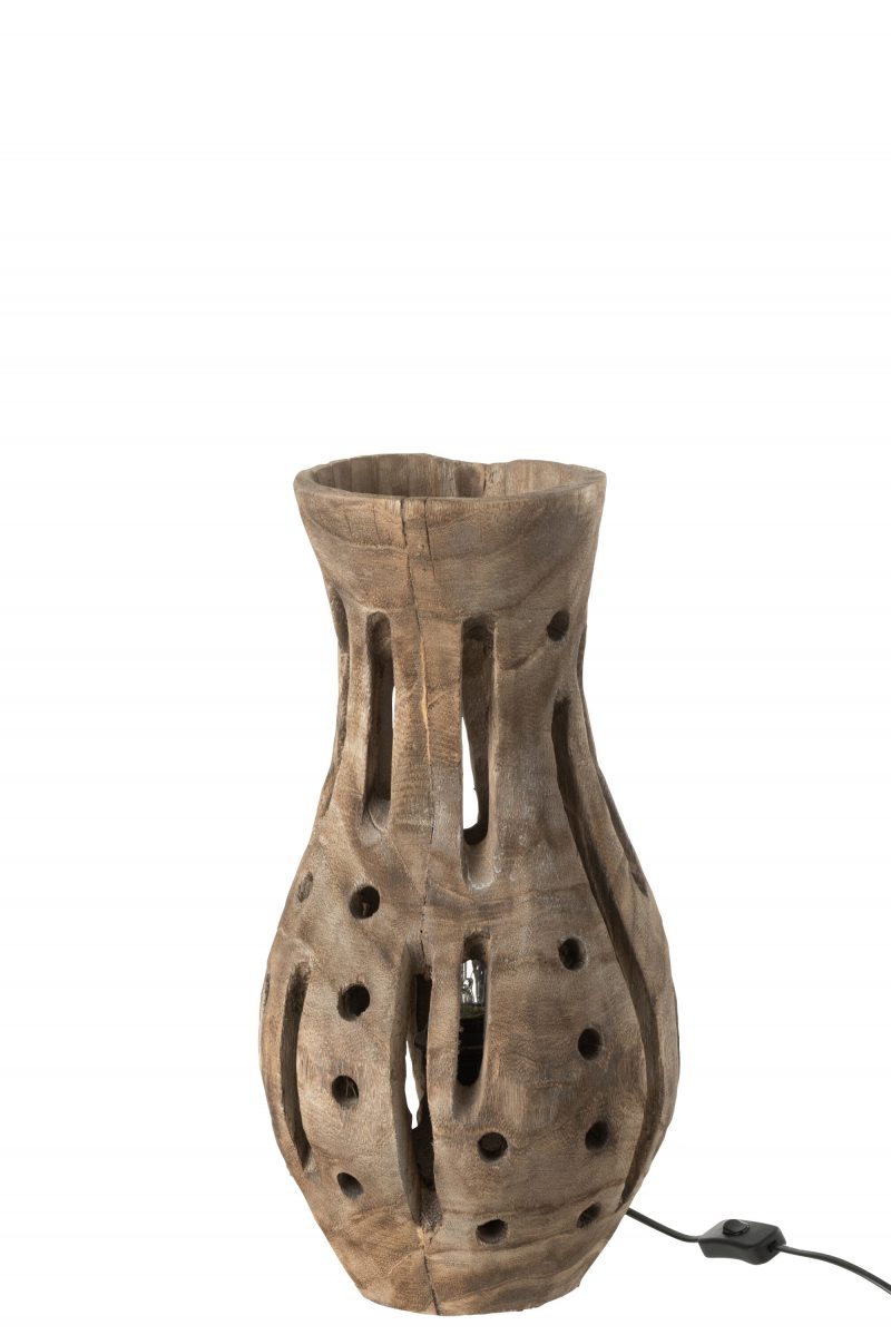 Lampe "Elisabeth" en Bois Naturel 26,5x26,5x48cm