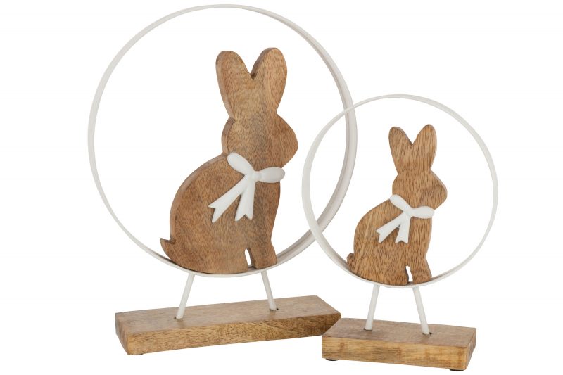 Lapin Noeud, Rond Bois De Manguier/Métal Blanc Naturel 21,5x4,5x31cm – Image 2