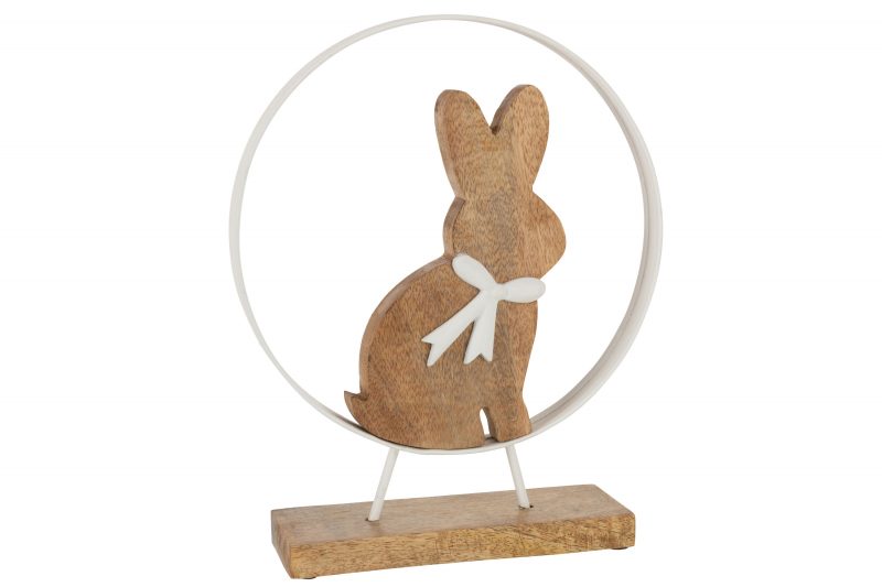 Lapin Noeud, Rond Bois De Manguier/Métal Blanc Naturel 21,5x4,5x31cm