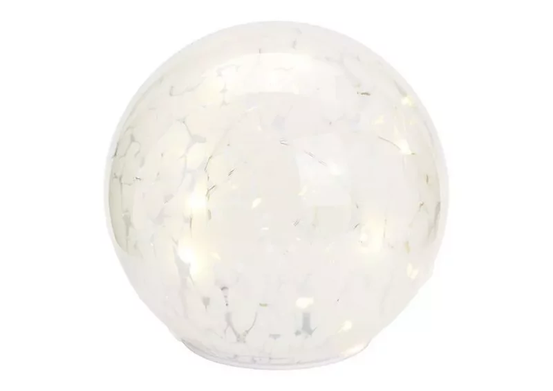 Boule Lumineuse à 15 LED, avec Minuterie en Verre Blanc Ø15cm