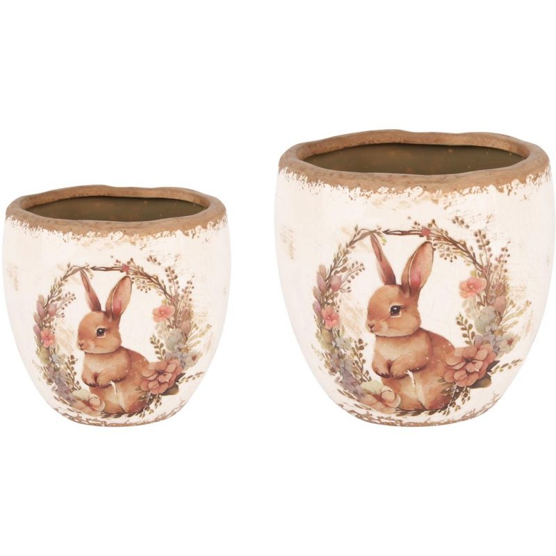 Cache Pot "Easter Bunny" en Céramique 14x14x13cm – Image 2