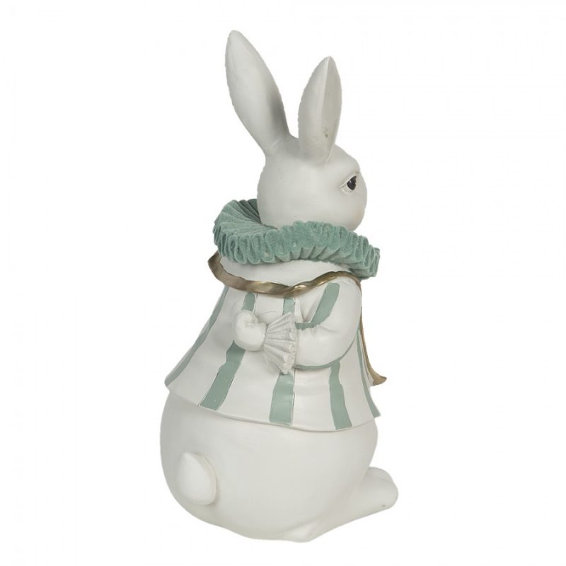 Lapin "Alice" en Polyrésine Blanc et Vert 17x14x33cm – Image 3