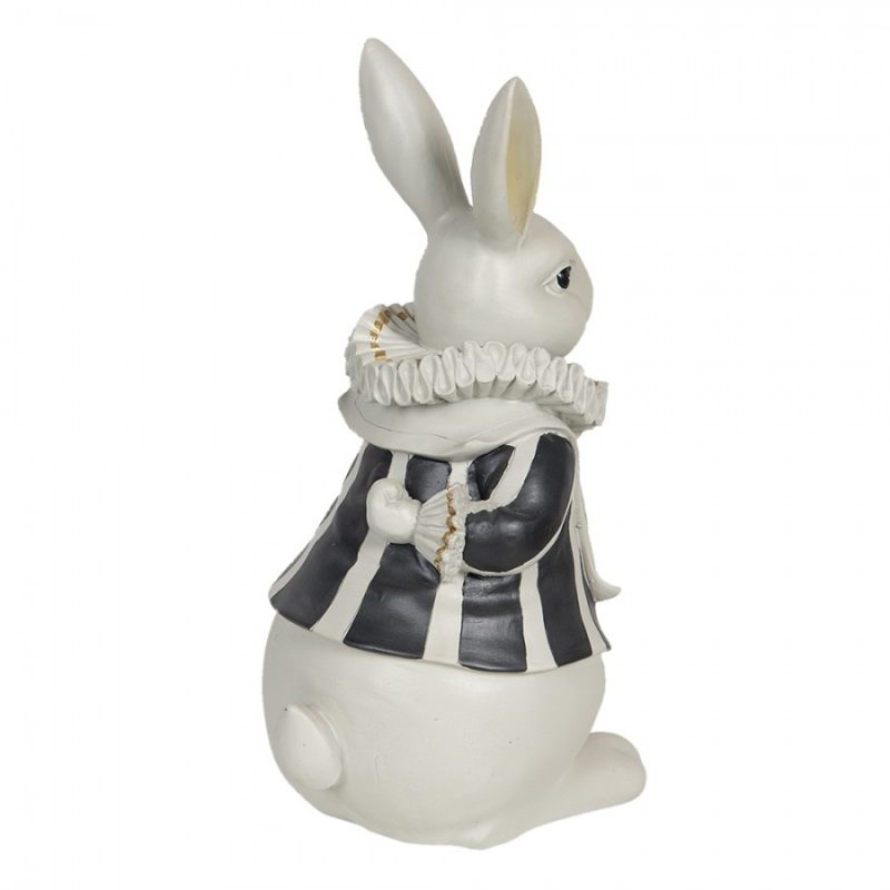 Lapin "Alice" en Polyrésine Blanc et Marine 17x14x33cm – Image 3