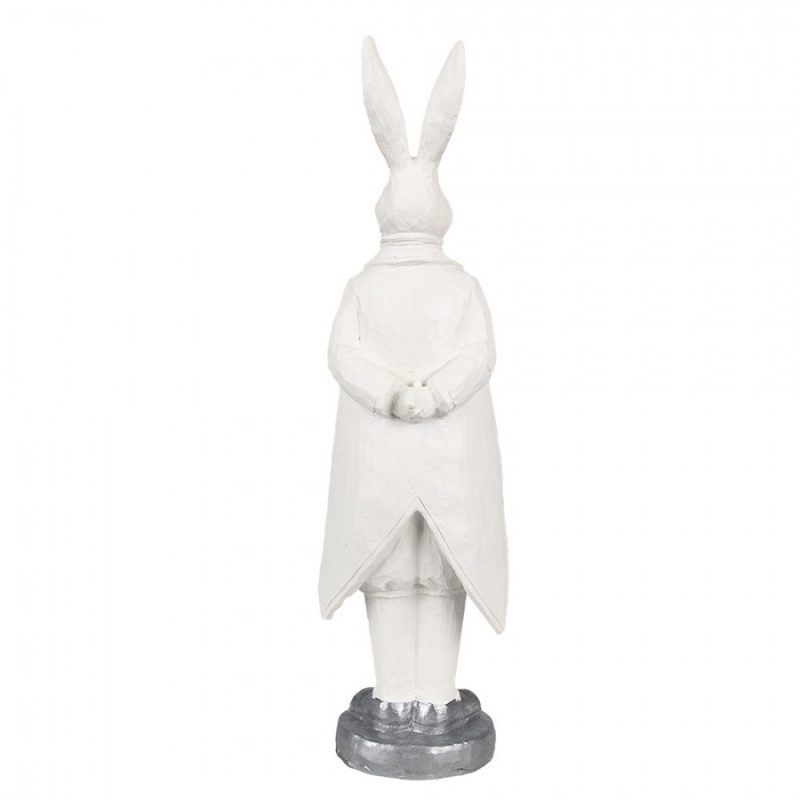 Lapin Décoratif en Polyrésine Blanc et Argent 9x8x30cm – Image 3