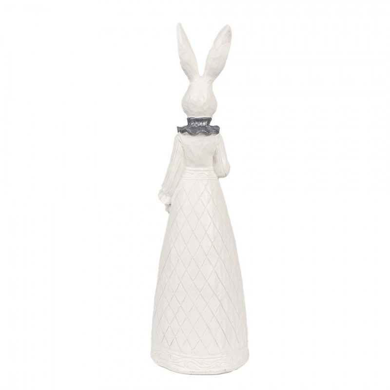 Lapine Décorative en Polyrésine Blanc et Argent 10x9x30cm – Image 4