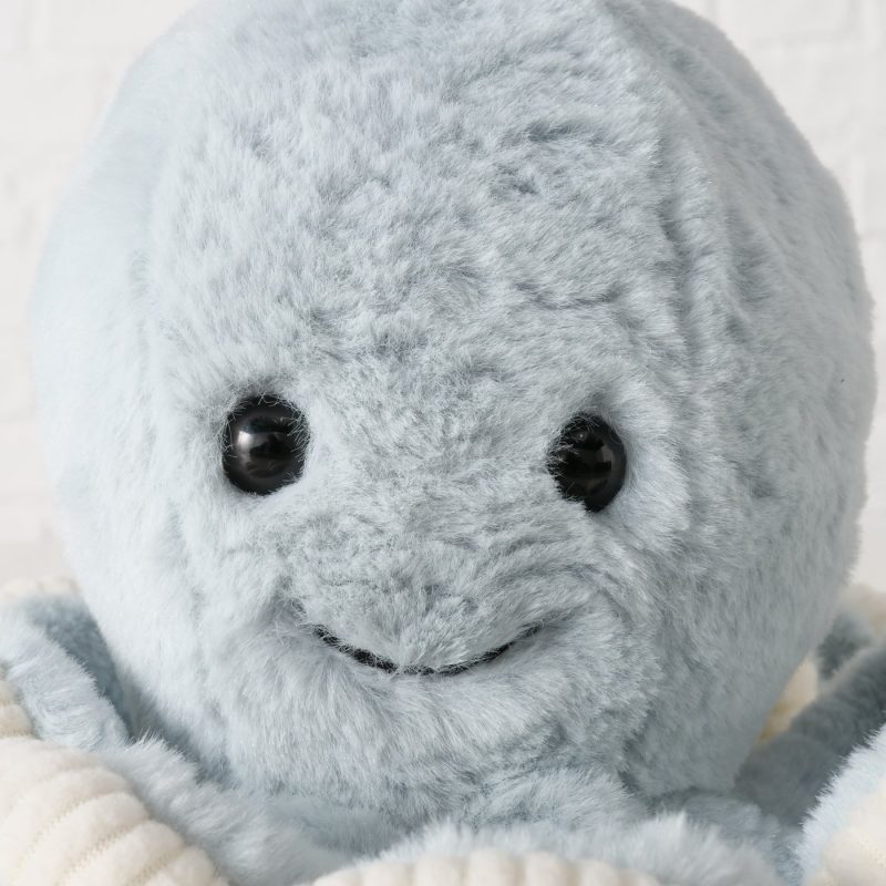 Peluche Poulpe "Marel" en Polyester Bleu et Crème H.25cm – Image 2