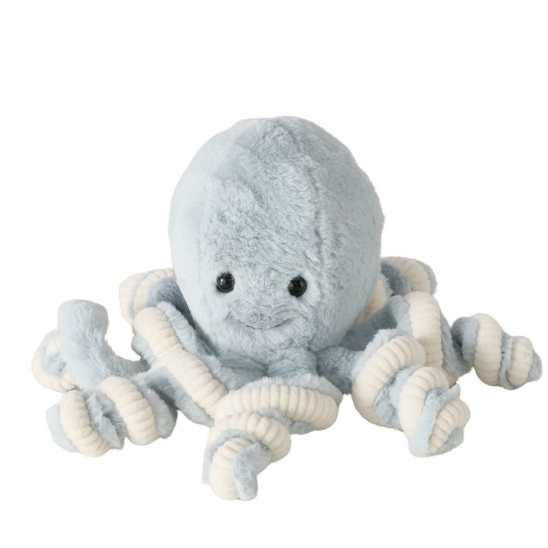 Peluche Poulpe "Marel" en Polyester Bleu et Crème H.25cm – Image 5