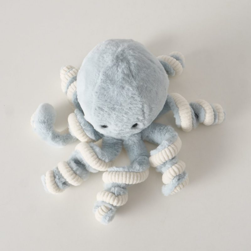 Peluche Poulpe "Marel" en Polyester Bleu et Crème H.25cm – Image 4